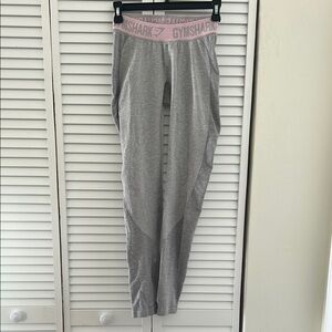Gymshark Gray Leggings with Pink Waistband